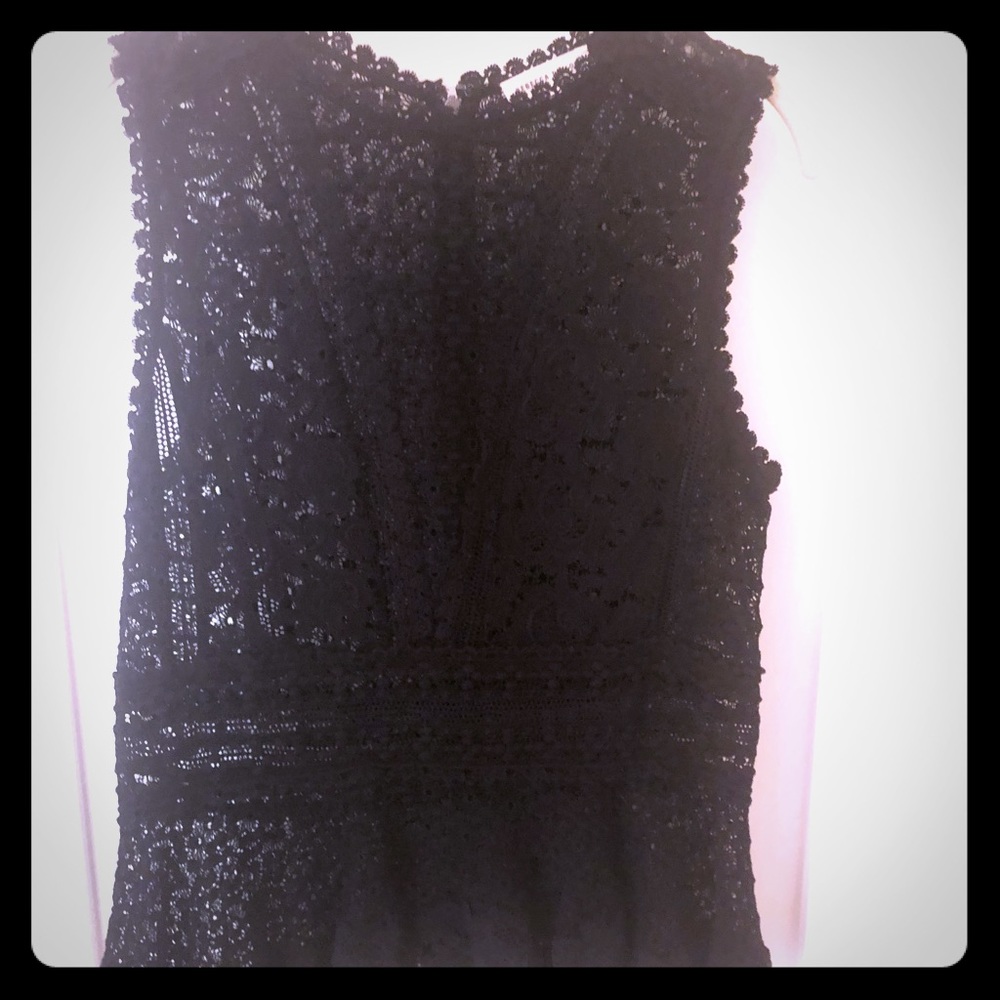 Rebecca Taylor black crochet top